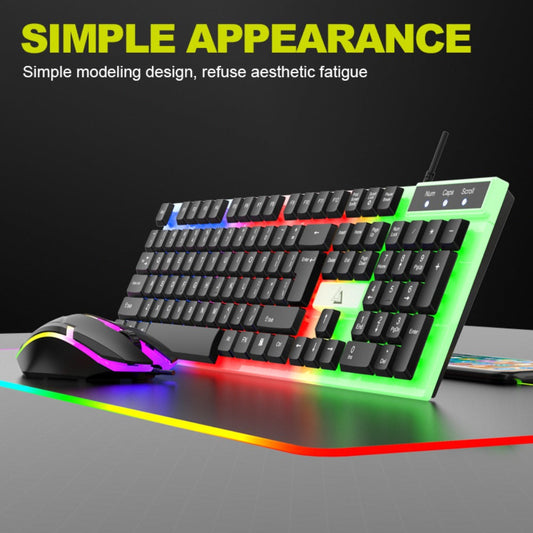 Rainbow RGB Gaming Keyboard and Mouse Combo GT100 – 104 Keys Full-Size Mechanical Cyan Axis Wired Set, Vibrant LED Backlit for PC, Laptop, Mac, Windows & Linux | 50M Keystroke Durability | Black & White