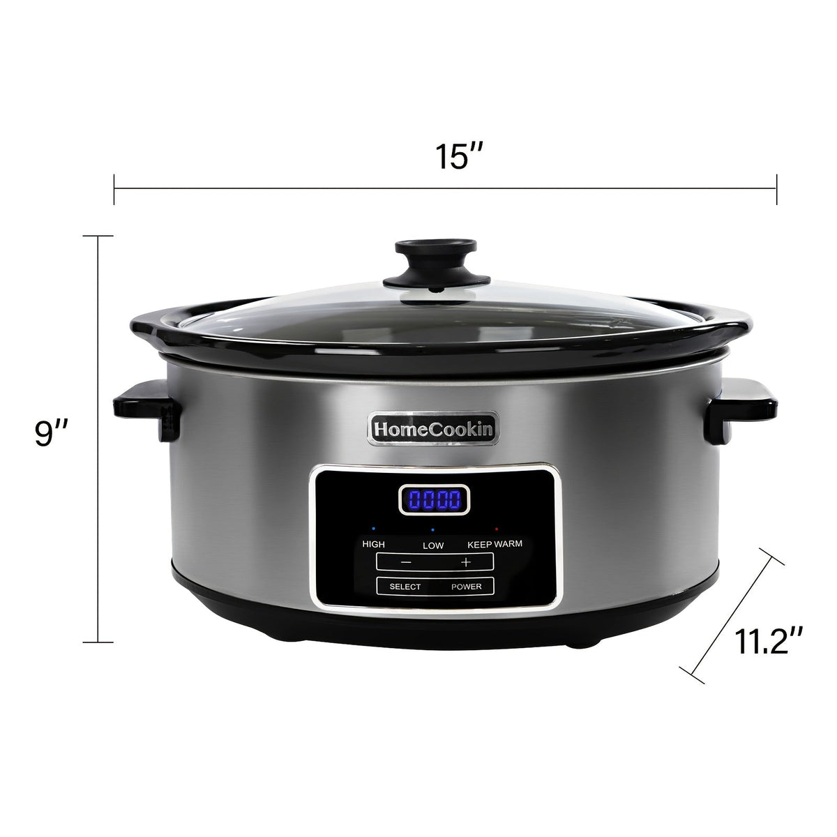 Digital Slow Cooker 6 & 7 Quart Programmable with Non-stick Ceramic Bowl, Countdown Timer & Keep