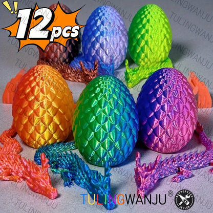 Dragon Figurine & Dragon Egg Set 12pcs – Fantasy Collectible Statues 11.81" Dragon Statue + 3.54" Egg Ornaments Random Colors Home Decor Gift for Dragon Lovers Collectors Teens Birthday Christmas