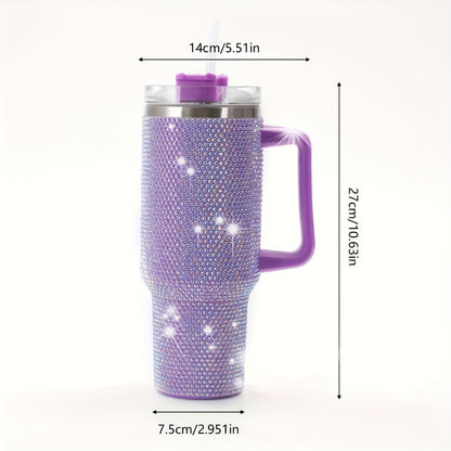 Insulated Tumbler 40oz All-Over Rhinestone Stainless Steel in Fifteen Retained Color Options