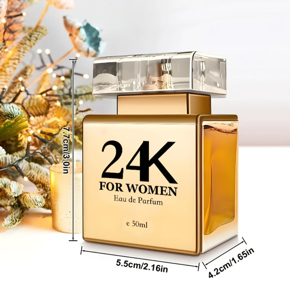 Perfume for Women in 24K Gold-Plated Rectangular Bottle with Long-Lasting EDP Gift Presentation