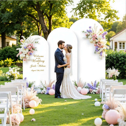Two-Piece Fitted Arch Photography Backdrop Cover Set for 6-Foot and 6.6-Foot Compatible Frames