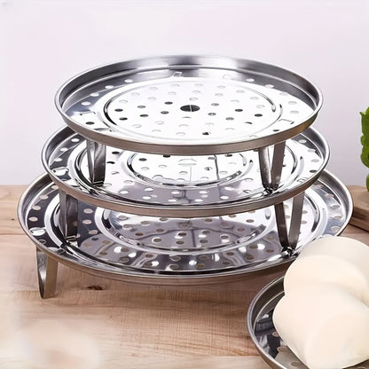 Stainless Steel Steamer Rack Set 3-Piece Multi-Layer Round Steamer Insert with Can Holder – Fits Most Pots for Home Kitchen | Stackable Steam Tray Cooking Rack for Vegetables Dumplings & More