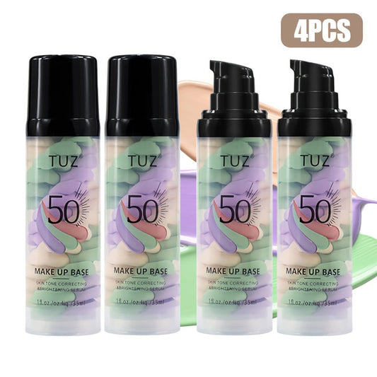 BB Cream Barrier Cream Set 4pcs Tri-Color Long-Lasting Moisturizing Light Texture Natural Finish Anti-Smudge Glycerin Formula for Daily Makeup Travel Gift Women All Skin Types