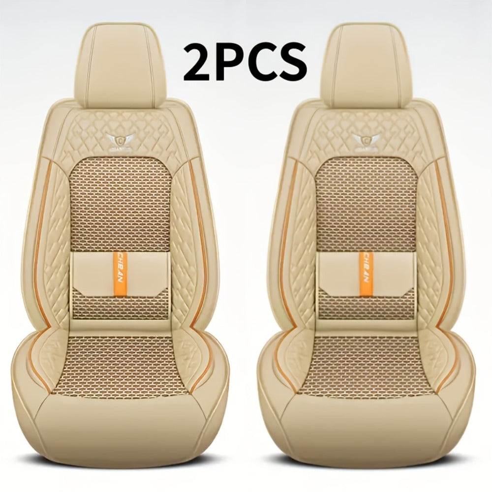 Car Seat Covers 3D Diamond-Embroidered Faux Leather with Two-Front or Five-Seat Set Options