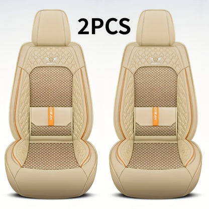 Car Seat Covers 3D Diamond-Embroidered Faux Leather with Two-Front or Five-Seat Set Options