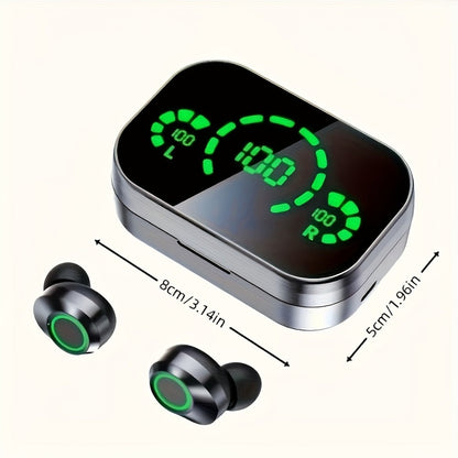 Wireless Earbuds Bluetooth 5.4 800mAh High-Capacity Battery Mirror Design Noise Isolation for Sports Running Fitness Gym Compatible with All Smartphones Modern Stylish