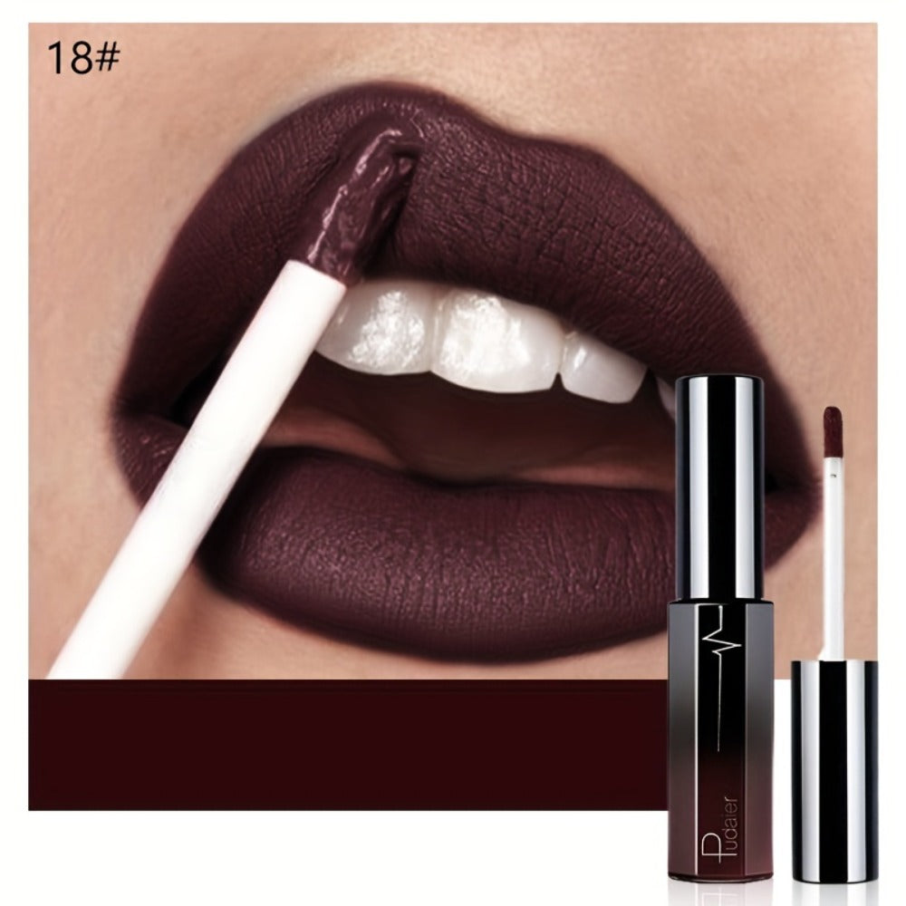 Matte Liquid Lipstick Velvet Finish 24H Waterproof Anti-Smudge – High Pigment Cup-Proof Long-Lasting Lip Glaze 20+ Bold Shades for All Skin Tones Women Pudaier