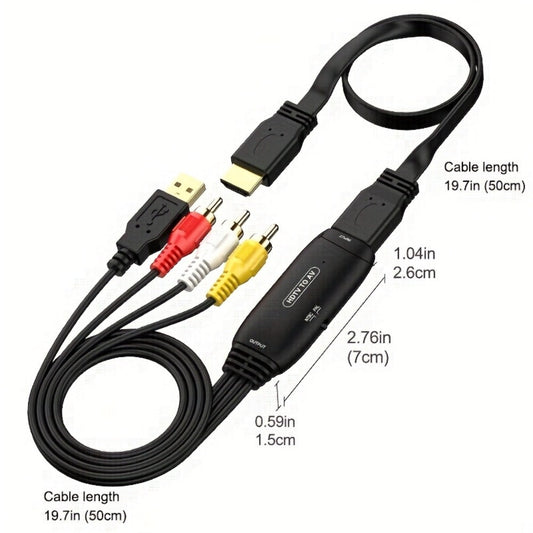HDMI to RCA Converter Adapter for Fire Stick Roku Apple TV Android Box – Plug & Play, Supports 1080P PAL/NTSC, USB Powered, Composite AV Output for Older Analog TVs
