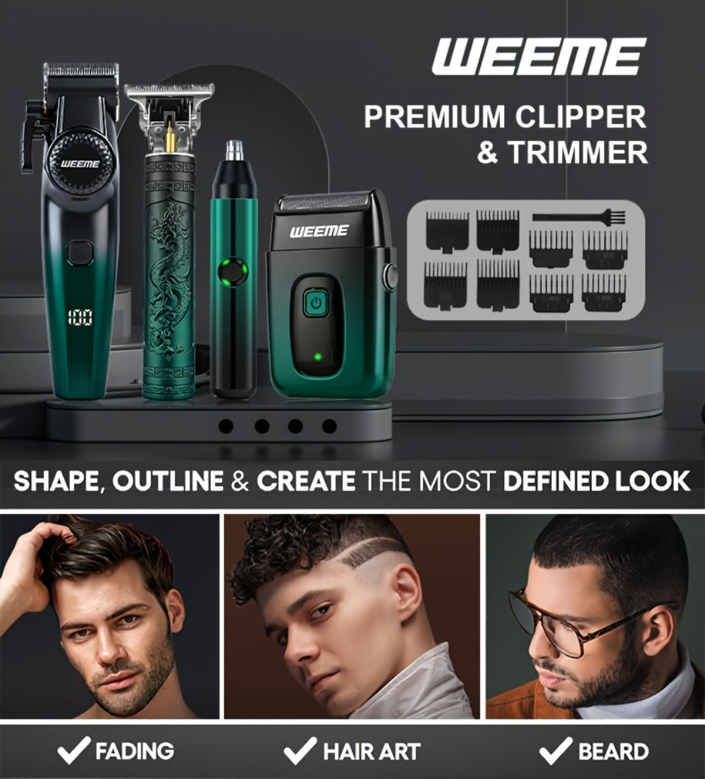 Men's Electric Grooming Kit 4-in-1 — Hair Clipper, Beard Trimmer, Electric Shaver & Nose Hair Trimmer Set, Gradient Design, 2-Piece & 4-Piece Options, Perfect Gift for Husband Dad Boyfriend