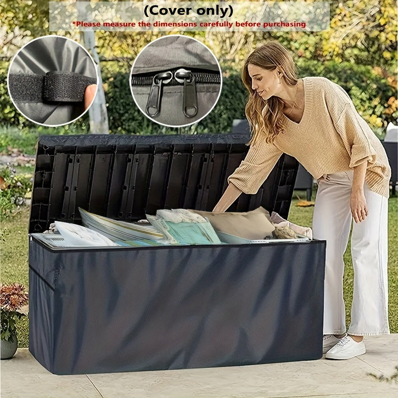 Deck Box Cover with Displayed 58 x 28 x 24-Inch Size, Black Rectangular Form and Double Zipper Opening