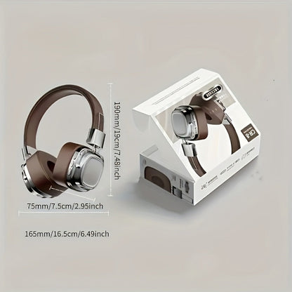 Semi-Open Over-Ear Wireless Headphones 12H Battery with Microphone, Wired & Wireless Dual Mode Retractable Cable Type-C Charging, for Gym Gaming Compatible with iOS Android Computer Laptop