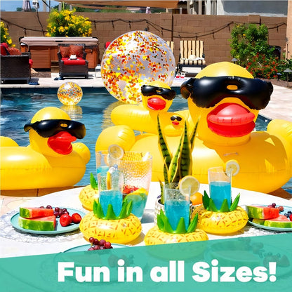 Giant Yellow Duck Pool Float, 67-Inch Ride-On Inflatable with One 16-Inch Beach Ball for Pool Parties