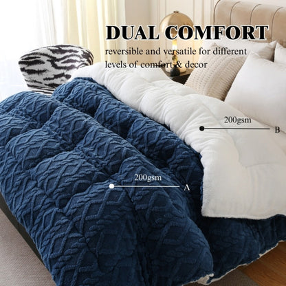 Double-Sided Plush Comforter with 400–450 GSM Pictured Weight, Four Colors and Twin XL to King Sizes