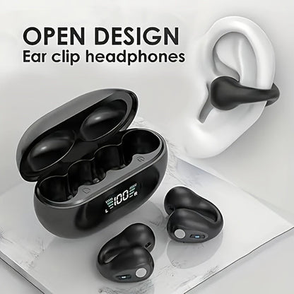 Menzluio Bone Conduction Headphones 48H Playtime HiFi Stereo Active Call Noise Canceling Wireless Open-Ear Headset for iPhone Android Sports Running Cycling Outdoor Awareness