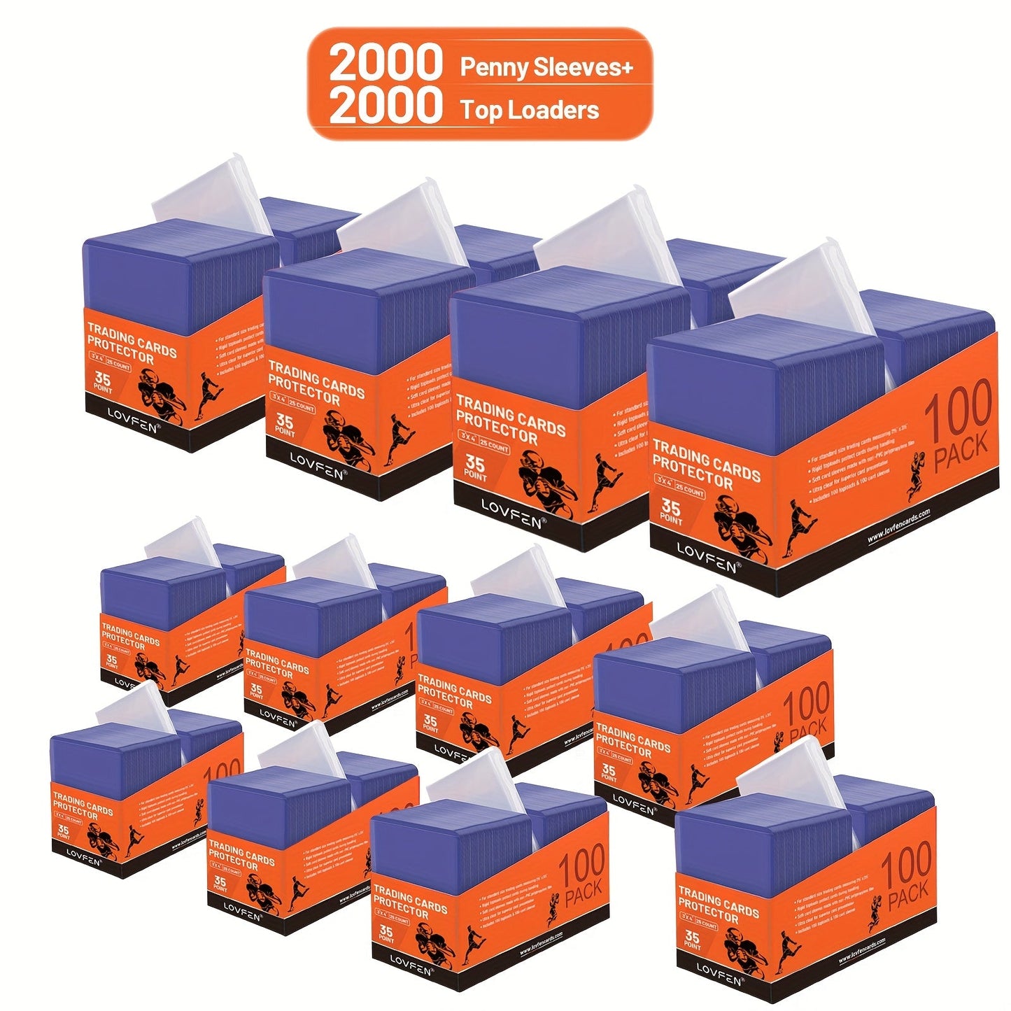 Trading Card Top Loaders 2000ct + 2000 Soft Sleeves – 3"x4" Hard Plastic Baseball Card Protectors, Fits Baseball, Football, Sports & TCG Cards, Bulk Card Storage Bundle