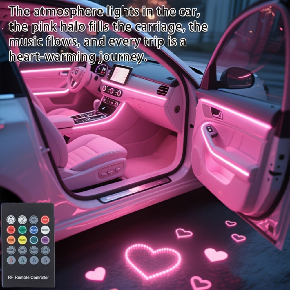 7-Color LED Car Interior Light Strip 118" Flexible USB 5V App Control Music Sync RGB Neon Ambient Lighting for Dashboard Center Console Decoration, Cars Trucks SUVs Tech Enthusiast Upgrade