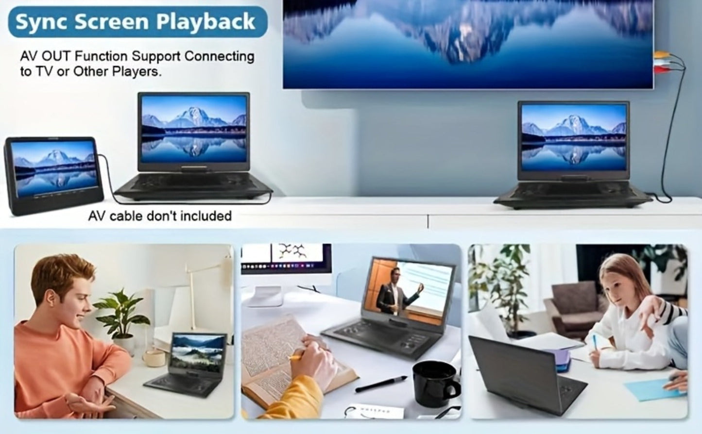 15.6-Inch Portable DVD Player with 1280 x 800 Swivel Screen, Dual Speakers, USB and SD Support