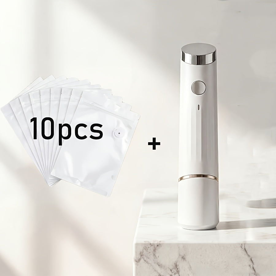 Pen-Style Handheld Vacuum Sealer with One-Button Operation, Type-C Charging and 10 Reusable Bags