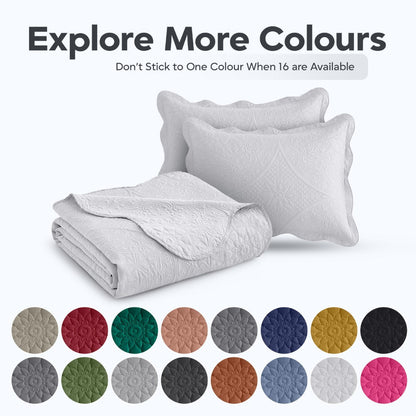 Quilted Bedspread Set 3 Piece – Soft Floral Coverlet with Pillow Shams, Lightweight Breathable Quilt for Bedroom & Guest Room, All Season Bed Cover