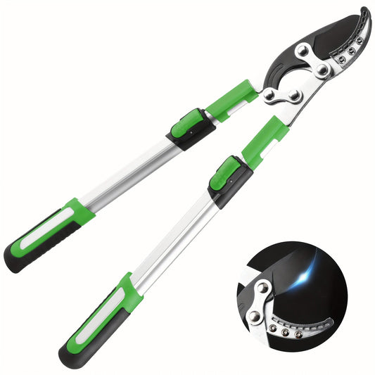 Extendable Pruning Shears 22-27.5 Inch - SK5 Steel Blades Cut 2.5" Branches, Shock-Absorbing Ergonomic Handle, Long Reach Tree & Shrub Trimmer for Hedges