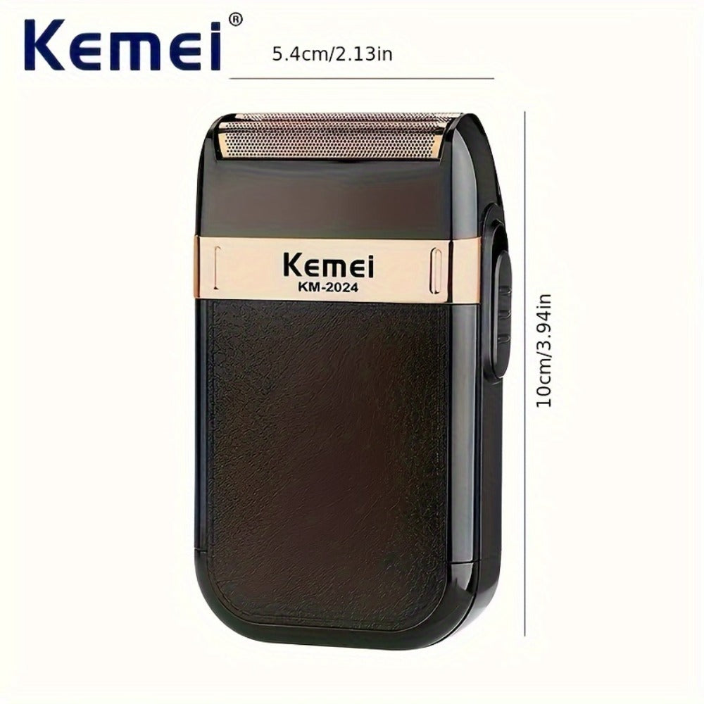 Electric Shaver KM-2024 Compact Foil-Style Razor with USB Rechargeable Power and Cordless Wet/Dry Use