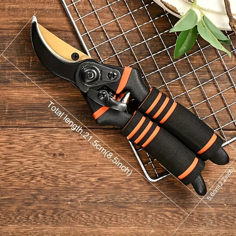 Titanium Pruning Shears 8.5 Inch T13 - Ultra-Sharp Bypass Garden Scissors, Ergonomic Black & Orange Handle, Retro Style Heavy-Duty Shears for Trimming, Landscaping & Horticulture