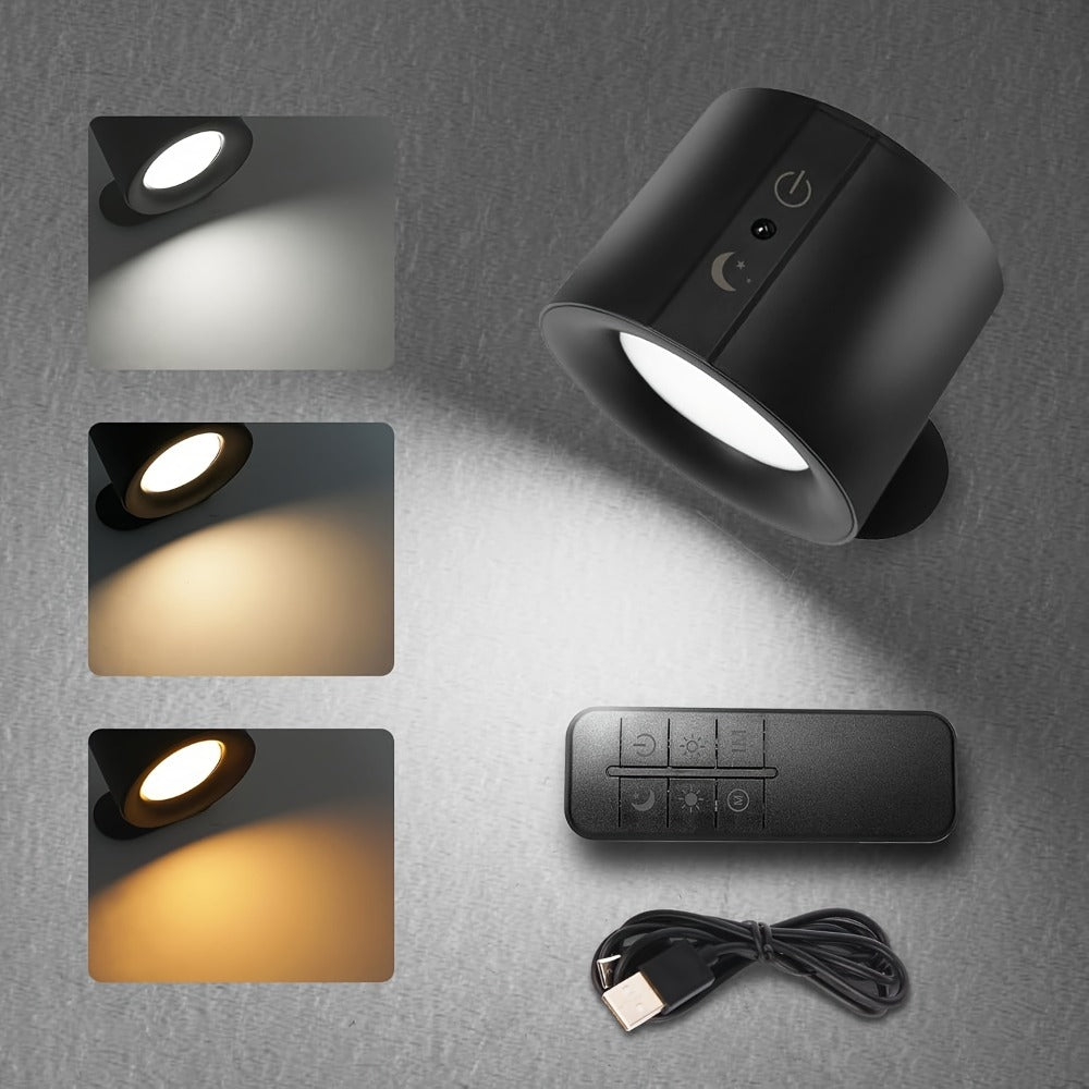 Magnetic LED Wall Sconce with 360-Degree Rotation, Three Color Temperatures and One or Two-Light Options