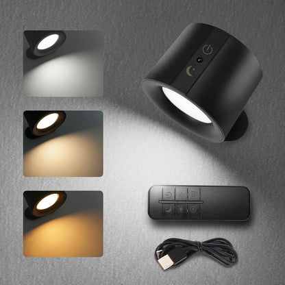 Magnetic LED Wall Sconce with 360-Degree Rotation, Three Color Temperatures and One or Two-Light Options