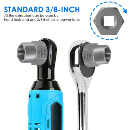 14-Piece Damaged Nut and Bolt Extractor Set with 13 Removal Sockets and 1/4- to 3/8-Inch Adapter
