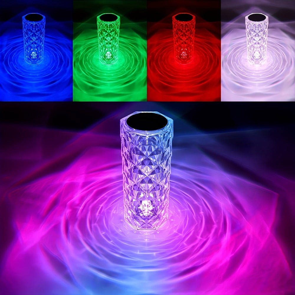 6.2-Inch Crystal-Style LED Table Lamp with 16 Colors, Touch Control, Remote and USB Power Lead