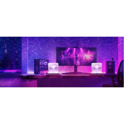 RGB Night Light Rechargeable 16-Color Ocean Wave Projection Lamp - Rotating Flame Water Ripple Remote Dimming for Bedroom Bar Restaurant Display Cabinet Decor