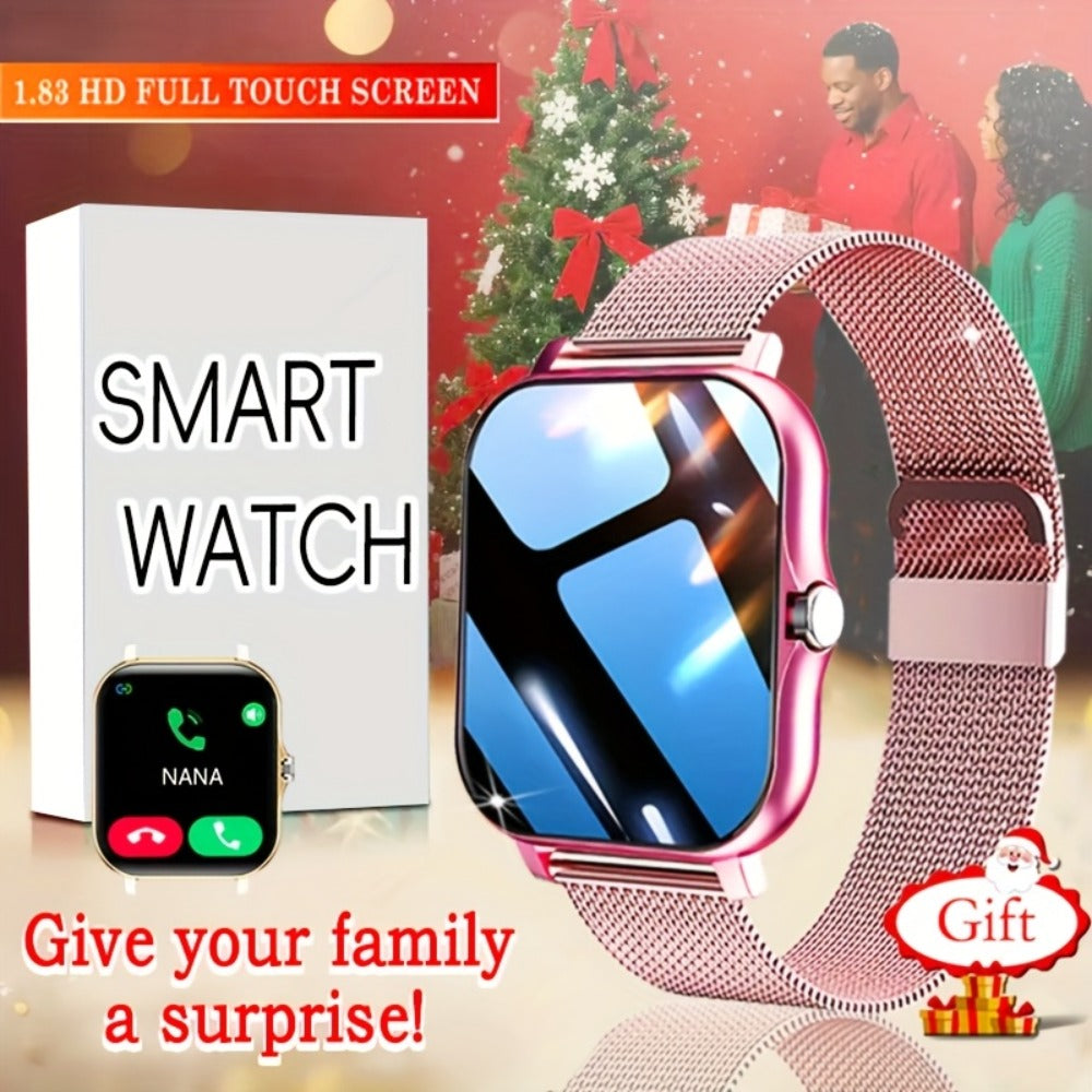 Smartwatch Gift with Metal Strap, Wireless Calling, Music Player and App Alerts in Four Colors