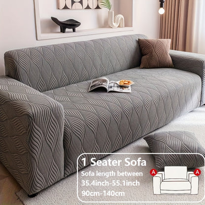 Sofa Cover Polar Fleece Modern Jacquard Elastic Slipcover with Anti-Slip Fit for 1 to 4-Seater Sofas