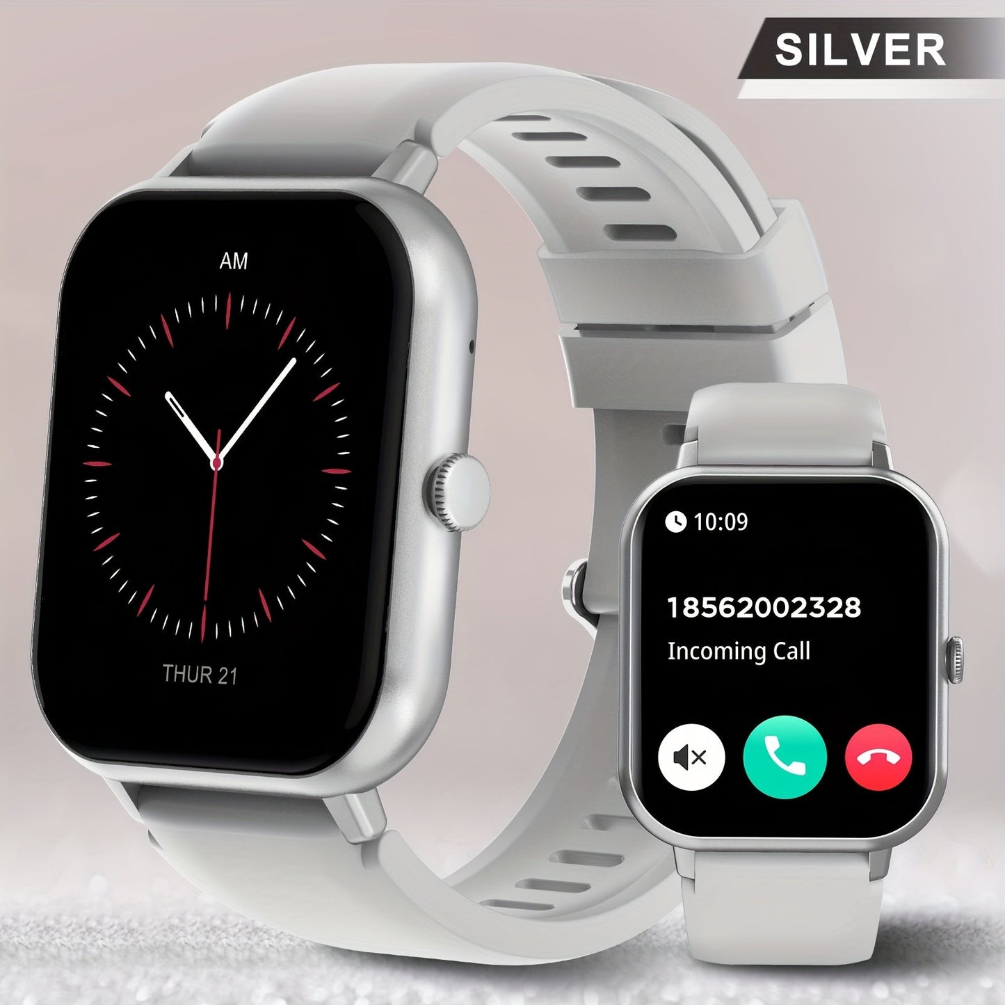 Smart Watch 1.83-Inch Full Touch Display with Bluetooth 5.2 Calling and Three Silicone Band Colors