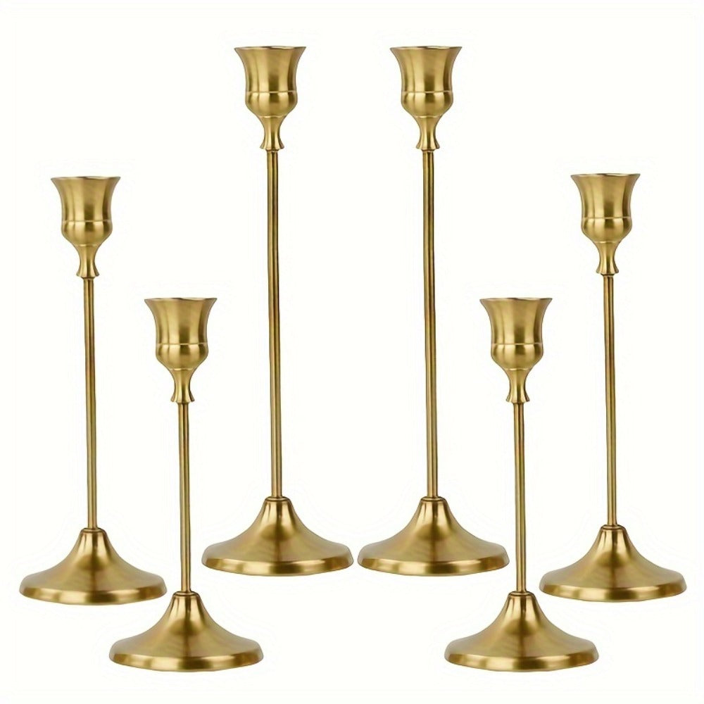 Metal Bell Candlestick Holders Set – Vintage Copper & Black Taper Candle Holders for Wedding Centerpieces, Christmas Table Decor, Halloween, Anniversary, Birthday Party, Home & Hotel Decoration