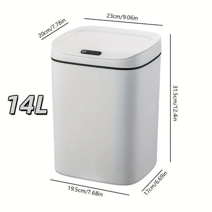 Motion-Activated Touchless Trash Can with Lid – Smart Sensor Waste Bin for Kitchen, Bathroom, Office & Home, Minimalist Rectangular Design, Battery Powered, 3-4 Gallon