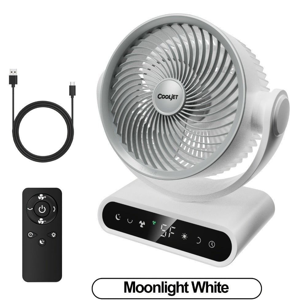 Camping Fan with LED Light Battery Powered 20000mAh 40000mAh 9-Inch 5-Speed Remote Control 90° Tilt 120° Oscillating Quiet Air Circulator for Outdoor Home