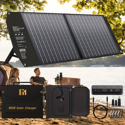 Foldable Solar Charger Panel 30W/60W/100W/200W – 18V MC4, Dual USB-A Quick Charge & USB-C PD 18W, Portable Solar Panel for Camping, RV, Overlanding & Off-Grid