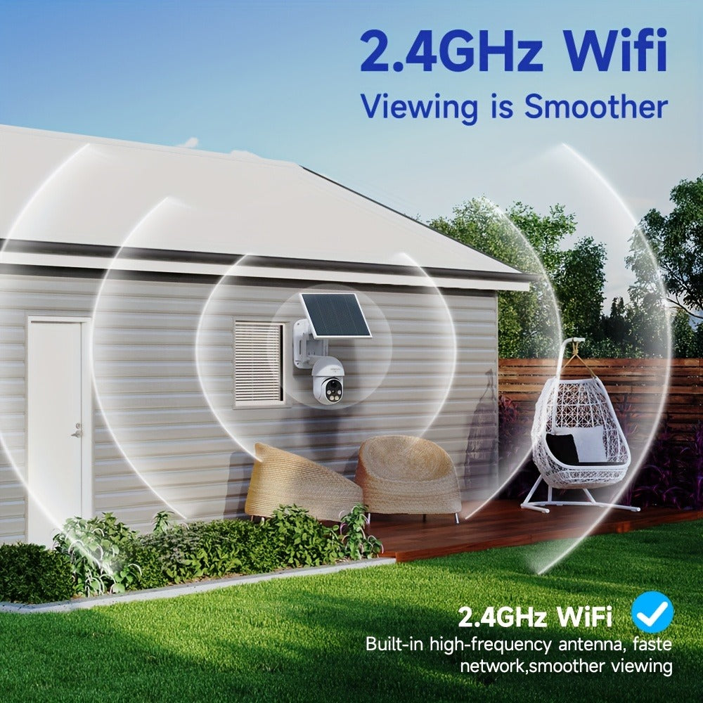 Solar PTZ Security Camera 1080P WiFi 360° with AI PIR Detection – XIAOVV P6 Battery Powered, Color Night Vision, Two-Way Audio, Outdoor Home Surveillance Camera