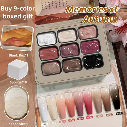 Gel Nail Polish Set with MORDDA Label, 9 Gradient Colors in the Yi Qiu Ci Nine-Grid Palette