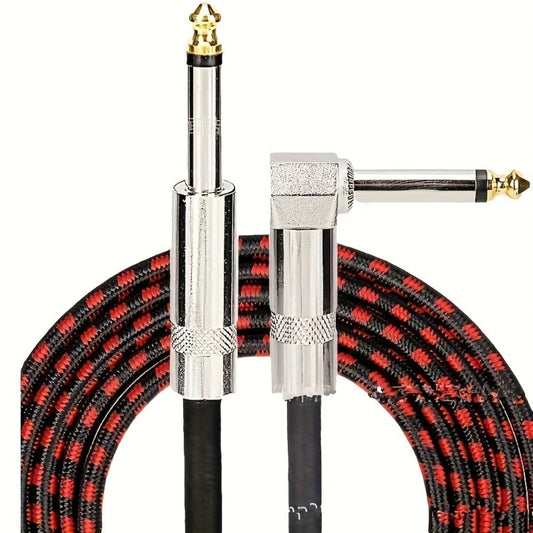 Guitar Bass Amplifier Cable with RCA Connectors – 10ft & 20ft, Tinned Copper Core, Durable Flexible Round Design, Universal Instrument Amp Cable for Electric Guitar, Bass, Keyboard & More