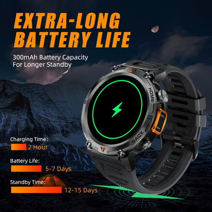 Smartwatch for Men 1.45 Inch Tactical Watch with LED Lighting and Bluetooth 5.2 Calling in Two Strap Styles