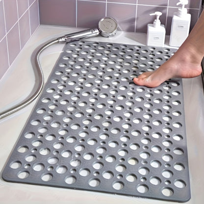 Perforated Suction-Cup Bathtub Mat with 75 × 43 cm Size, Blue or Light Gray Options and Full-Surface Drain Holes