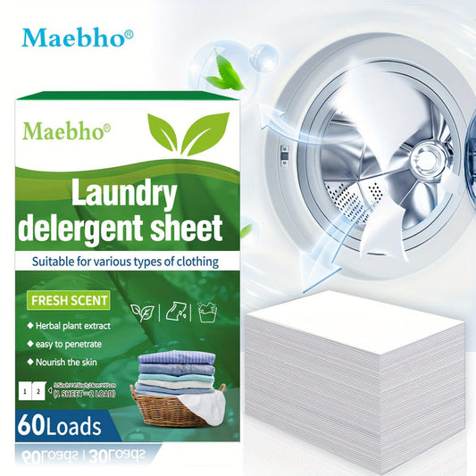 Laundry Detergent Sheets 60 Loads Fresh Scent Hypoallergenic Liquidless Stain and Odor Remover for Sensitive Skin Works in Hot and Cold Water Space-Saving Travel Size Eco-Friendly Laundry Strips