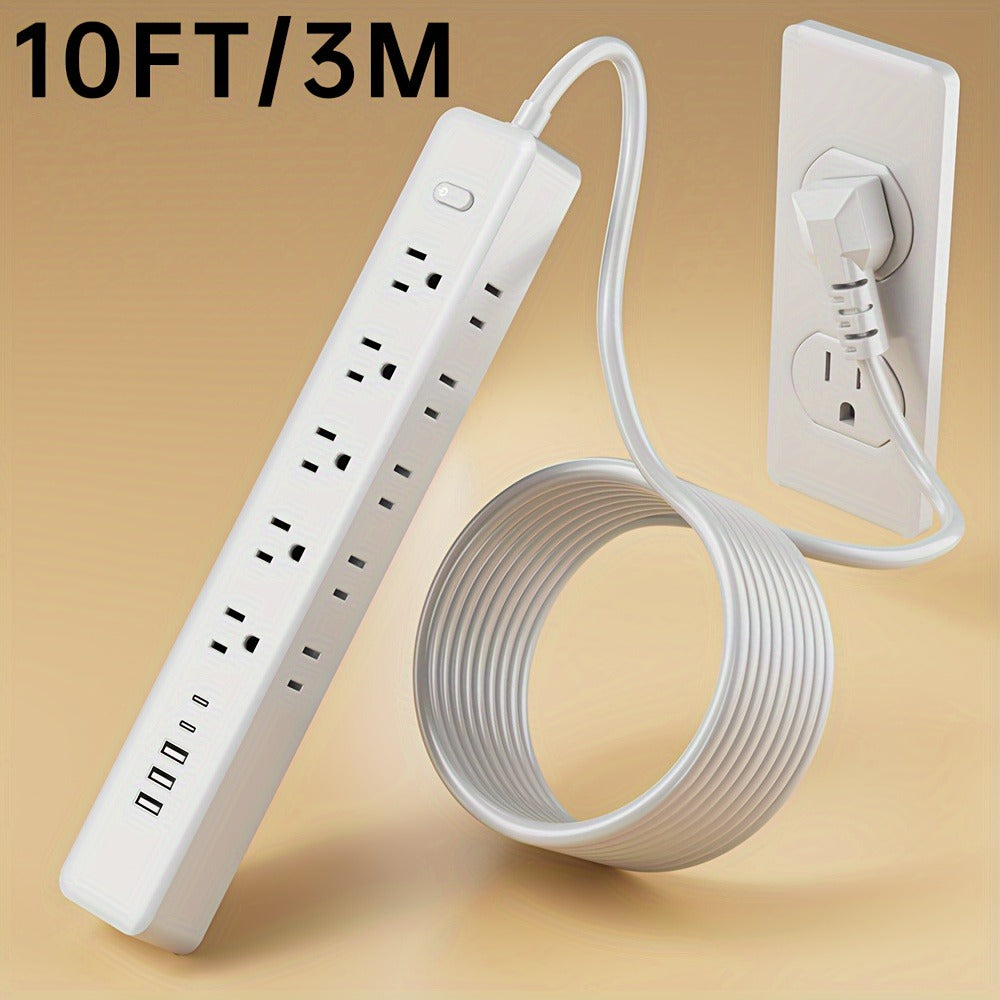 Wall Mount Power Strip 15-in-1 Slim Long Strip, 10 AC Outlets & 5 USB Ports (3 USB-A + 2 USB-C), Surge Protection Overload Protection, Multi-Function Power Outlet for Office Home Travel – Space-Saving Design