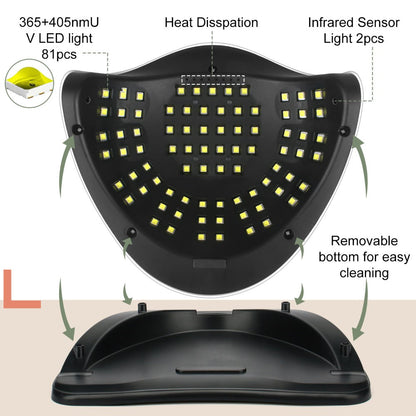 White Arch LED Nail Lamp with 380W and 81-Bead Labels, LCD Display and Four Timer Settings