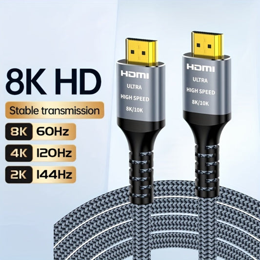 HDMI 2.1 Cable 8K 48Gbps Ultra High Speed Braided Nylon – 4K@120Hz, eARC, VRR, HDR10+, Dolby Vision, HDCP 2.3 – PS5, Roku TV, Blu-Ray, HDTV – 3.3/6.6/10/15ft
