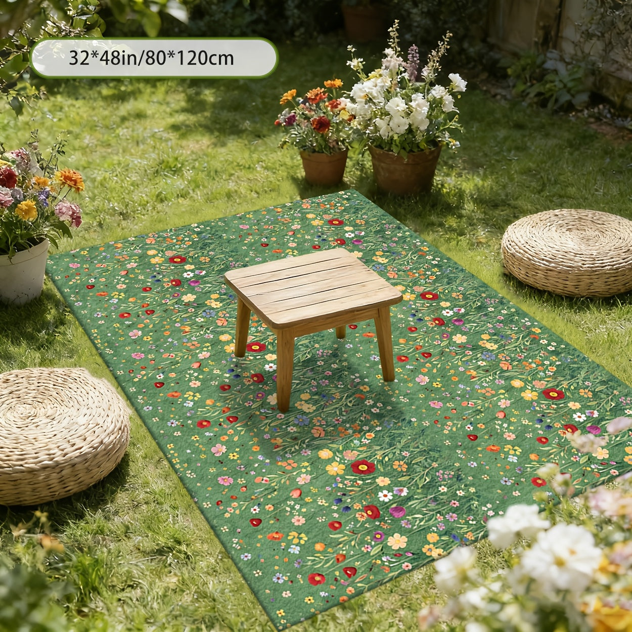Washable Area Rug Anti-Slip Foldable Outdoor Indoor Mat for Patio Living Room Garden Pool Beach Camping Picnic – Machine Washable Easy Clean