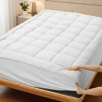 Mattress Topper Baffle-Box Down-Alternative Fill with Deep-Pocket Skirt in Twin to King Sizes
